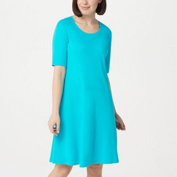Isaac Mizrahi Dresses & Skirts - Essentials Pima Cotton Elbow- Sleeve Dress 140